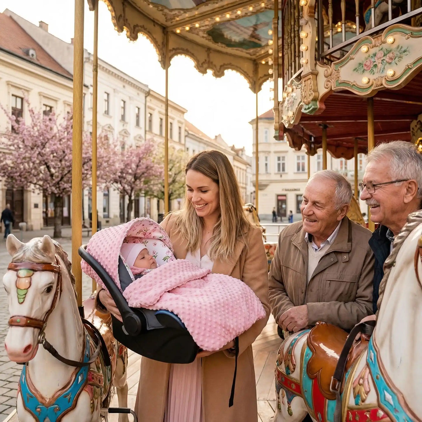 Couverture bebe cosy capuche violet pliable