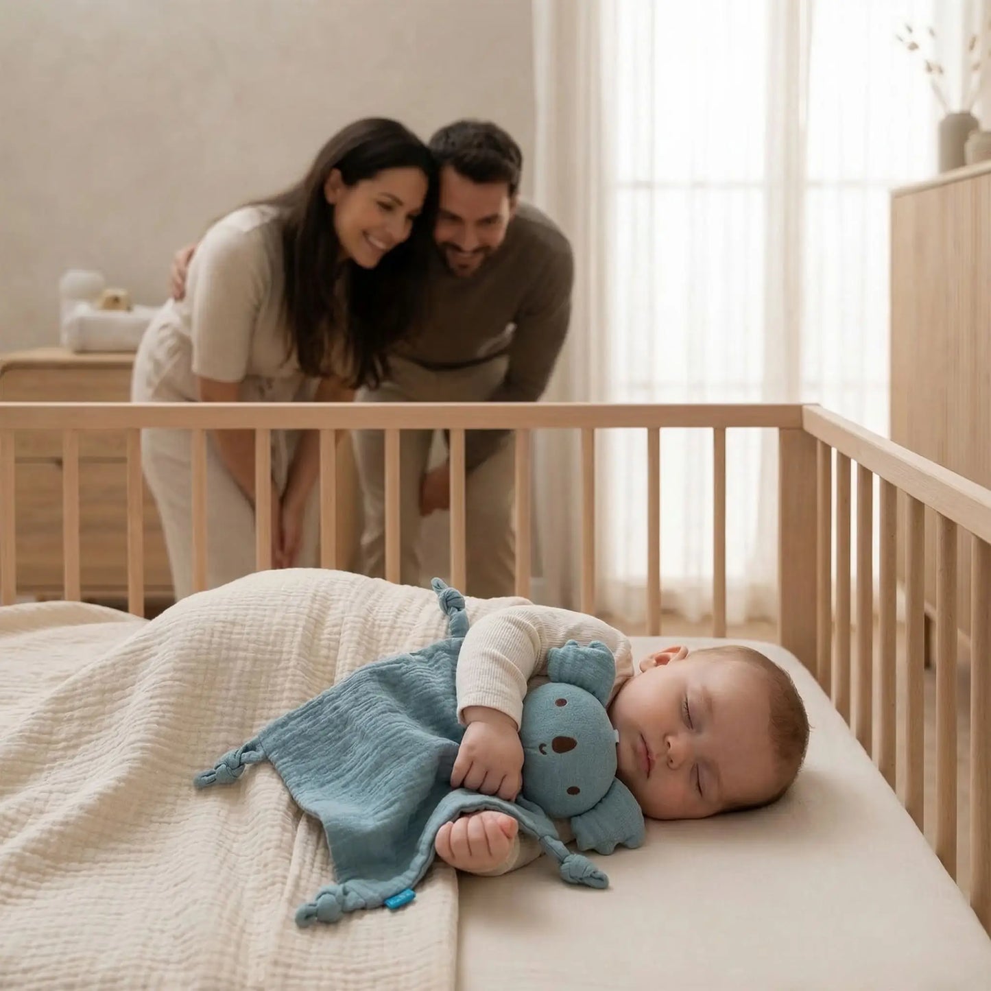 Doudou panda affectueux mousseline de coton