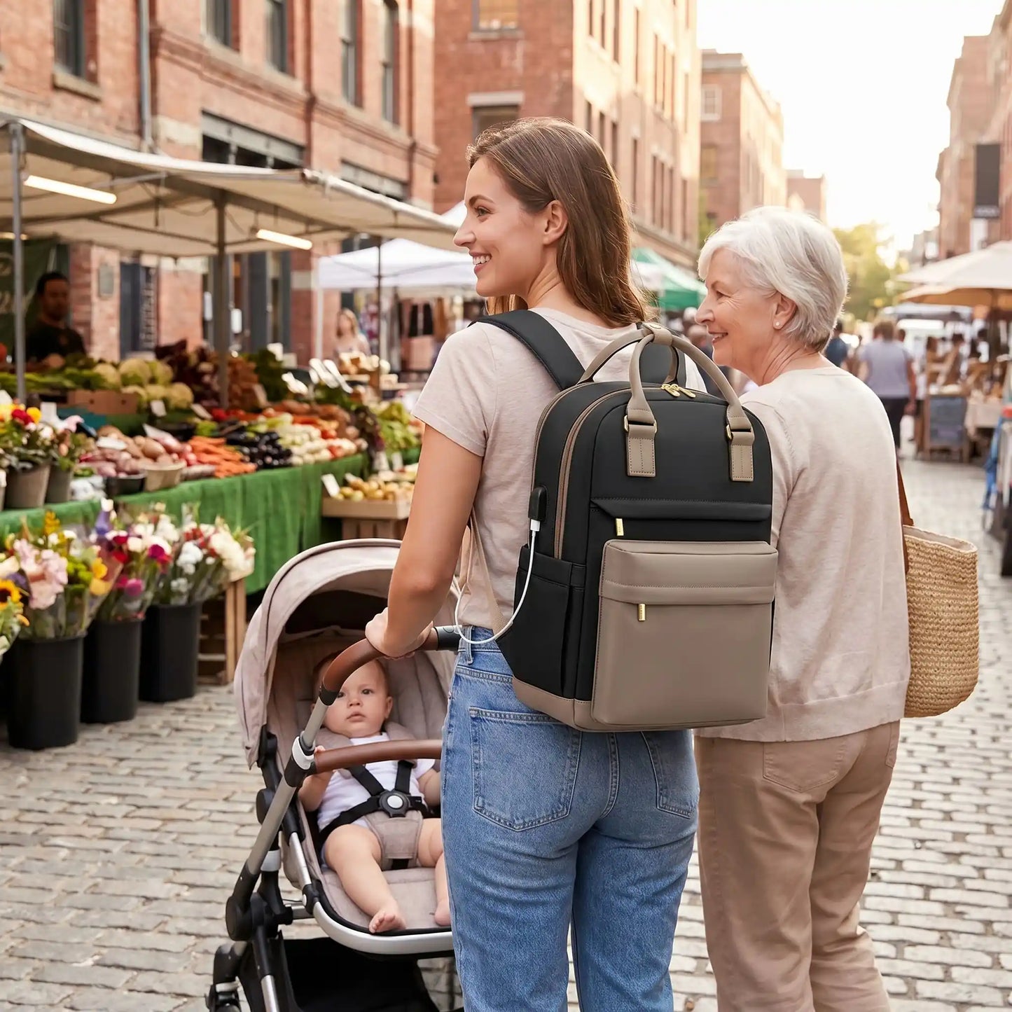 Sac a langer de luxe premium organisé élégant