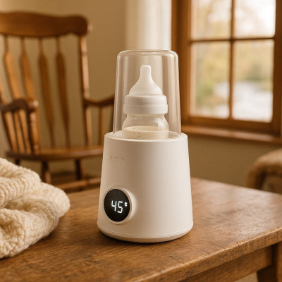 Maman bébé chauffe biberon rapide blanc 1 bouton intuitif maison campagne