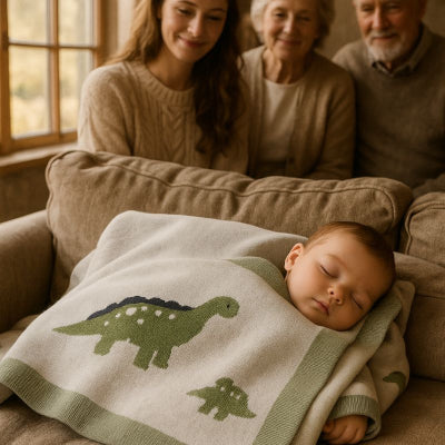 Bébé sieste enveloppé couverture bébé design dinosaure vert réconfortante chaleureuse unisexe nomade salon famille