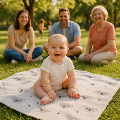 Bébé assis couverture bébé design tête de nounours douce grande taille nomade pique-nique parc famille