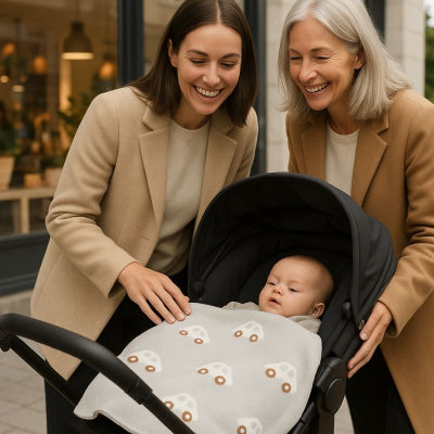 Bébé poussette ville famille recouvert couverture bébé style voiture gris clair chaleureuse nomade lavable coton