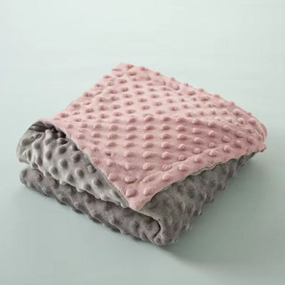 Couverture bébé gris rose flanelle polaire légère toucher doux enveloppante réversible