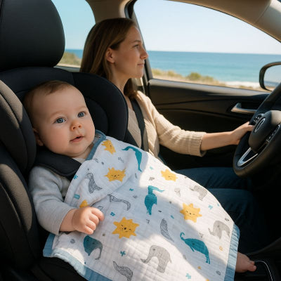 Bébé siège auto voiture recouvert couverture bébé naissance dinosaure respirante douce nomade maman mer
