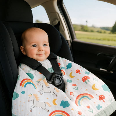 bébé assis siège voiture campagne recouvert couverture bébé naissance douce pliable transportable