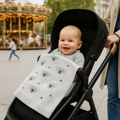 bebe poussette recouvert couverture bebe nomade style koala beige lavable rapidement promenade ville