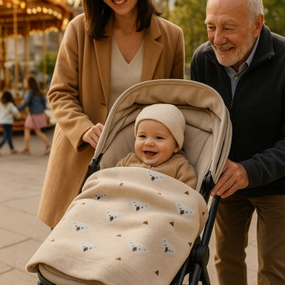 bebe poussette recouvert couverture bebe nomade design koala marron saisons douces respirante legere manege famille