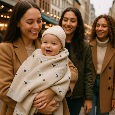 bebe bras maman recouvert couverture bebe nomade design koala marron transportable chaleureuse promenade ville amies
