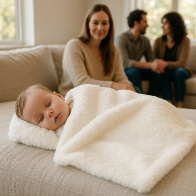 Couverture bebe polaire blanc flanelle toute saison bébé sieste amis