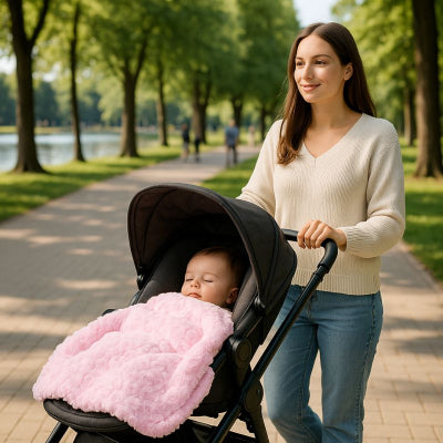 Couverture bebe polaire rose epaisse douce bébé poussette parc