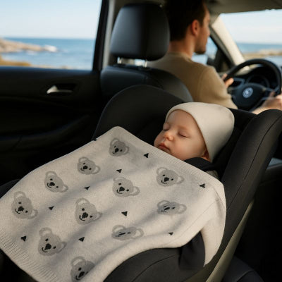 Bébé sieste voiture recouvert couverture bébé design tête de nounours chaude unisexe nomade pliable vacances mer