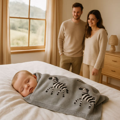 Bébé sieste emmitouflé couverture bébé zèbre gris douce chaleureuse respirante chambre parents