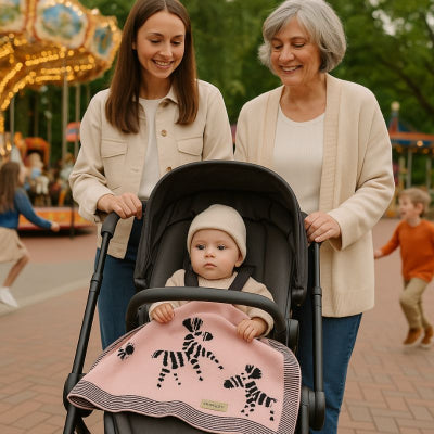 Bébé poussette recouvert couverture bébé zèbre rose pur coton pliable lavable nomade promenade manège parc famille