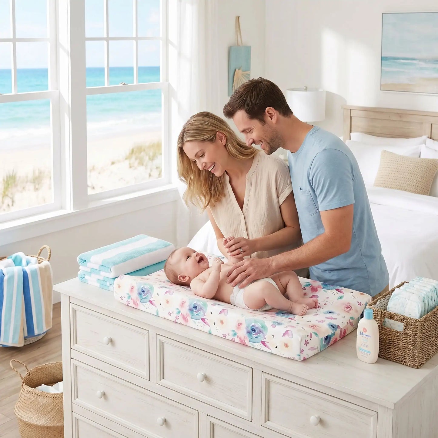 housse pour matelas à langer nature élastique