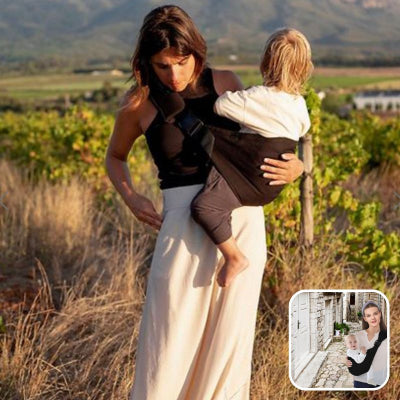 porte bebe noir ajustable maman promenade vignes