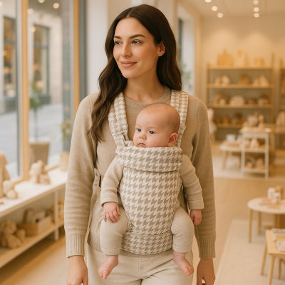 Maman bébé porte-bébé nouveau-né design pied-de-poule lavable magasin ville