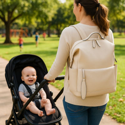 maman parc poussette bébé portant sac a langer de luxe design premium raffiné