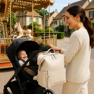 maman promenade village poussette bébé portant sac a langer de luxe design premium nettoyage facile