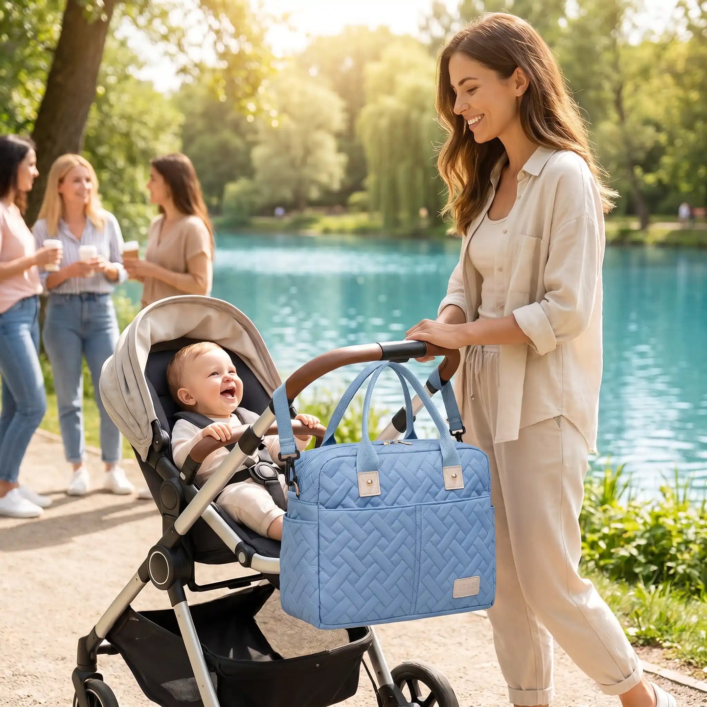 Sac a langer poussette sortie pratique bleu