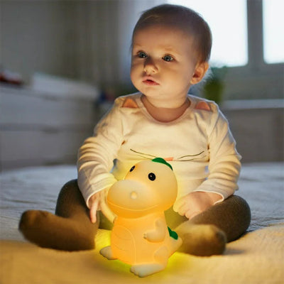 Veilleuse bébé dinosaure couleurs chaleureuses toucher doux lit bébé