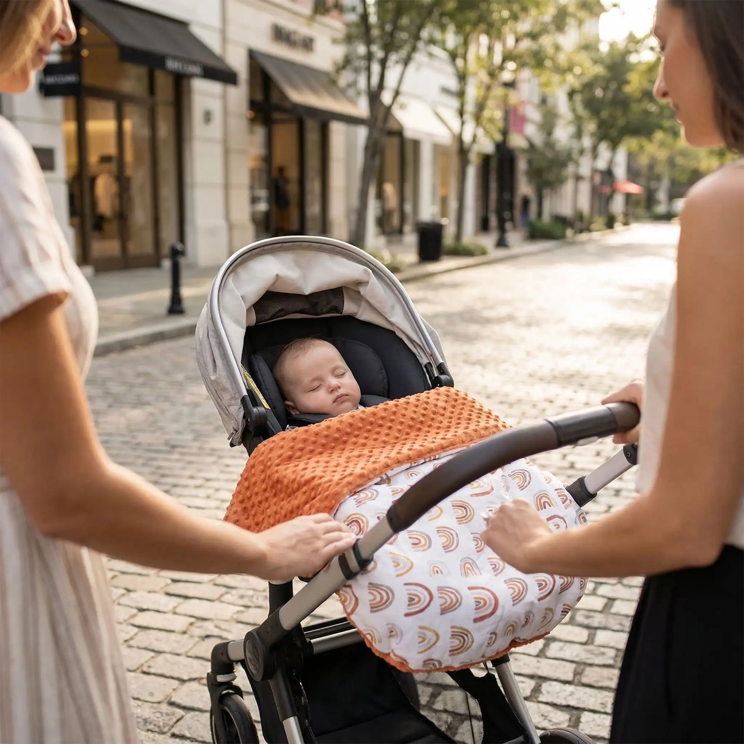 Couverture bebe cosy capuche orange transportable