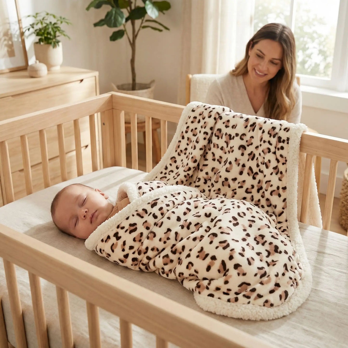 Couverture bébé hiver léopard épaisse respirante