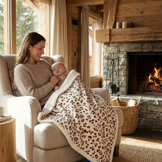 Couverture bébé hiver léopard transportable polaire