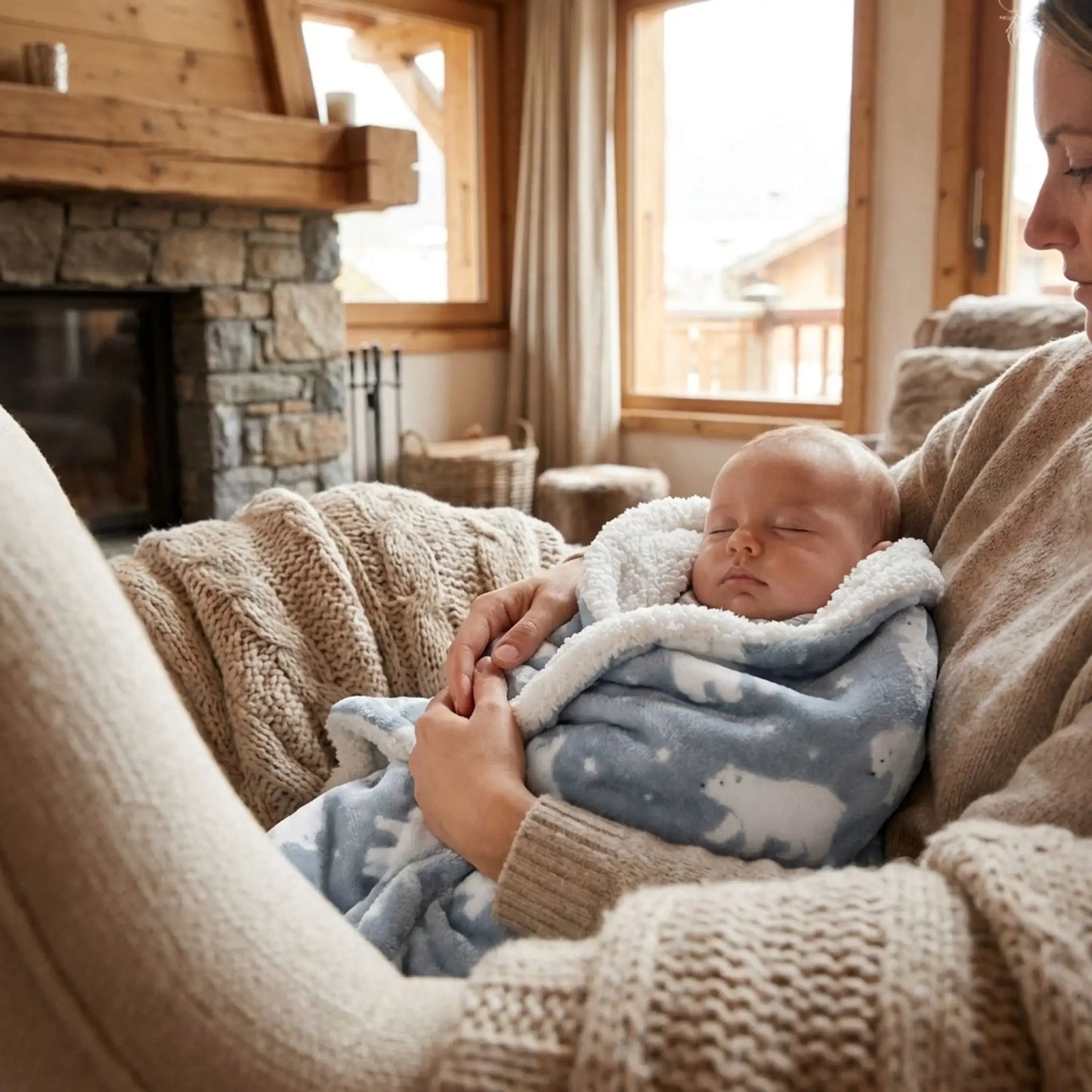 Couverture bebe hiver ours blanc cocon douillet