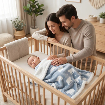 Couverture bebe hiver ours blanc respirante