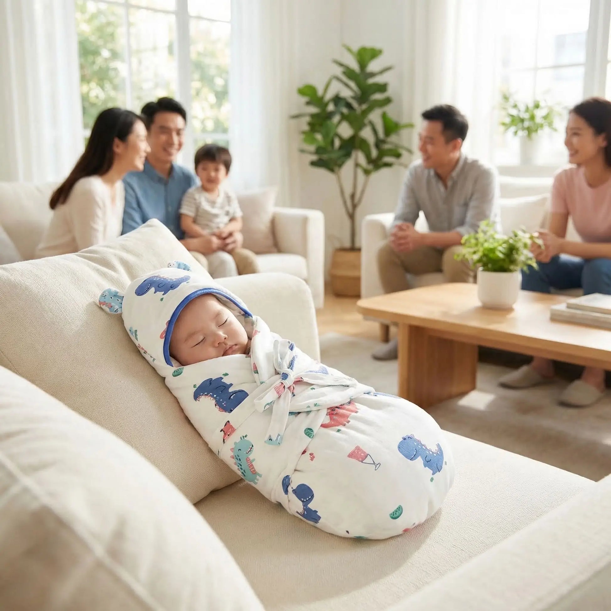 Couverture enveloppante bebe dinosaure coton