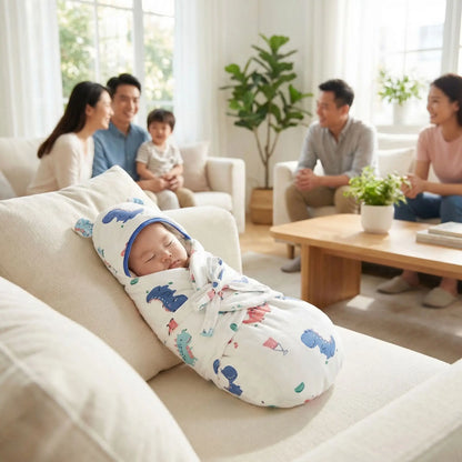 Couverture enveloppante bebe dinosaure coton