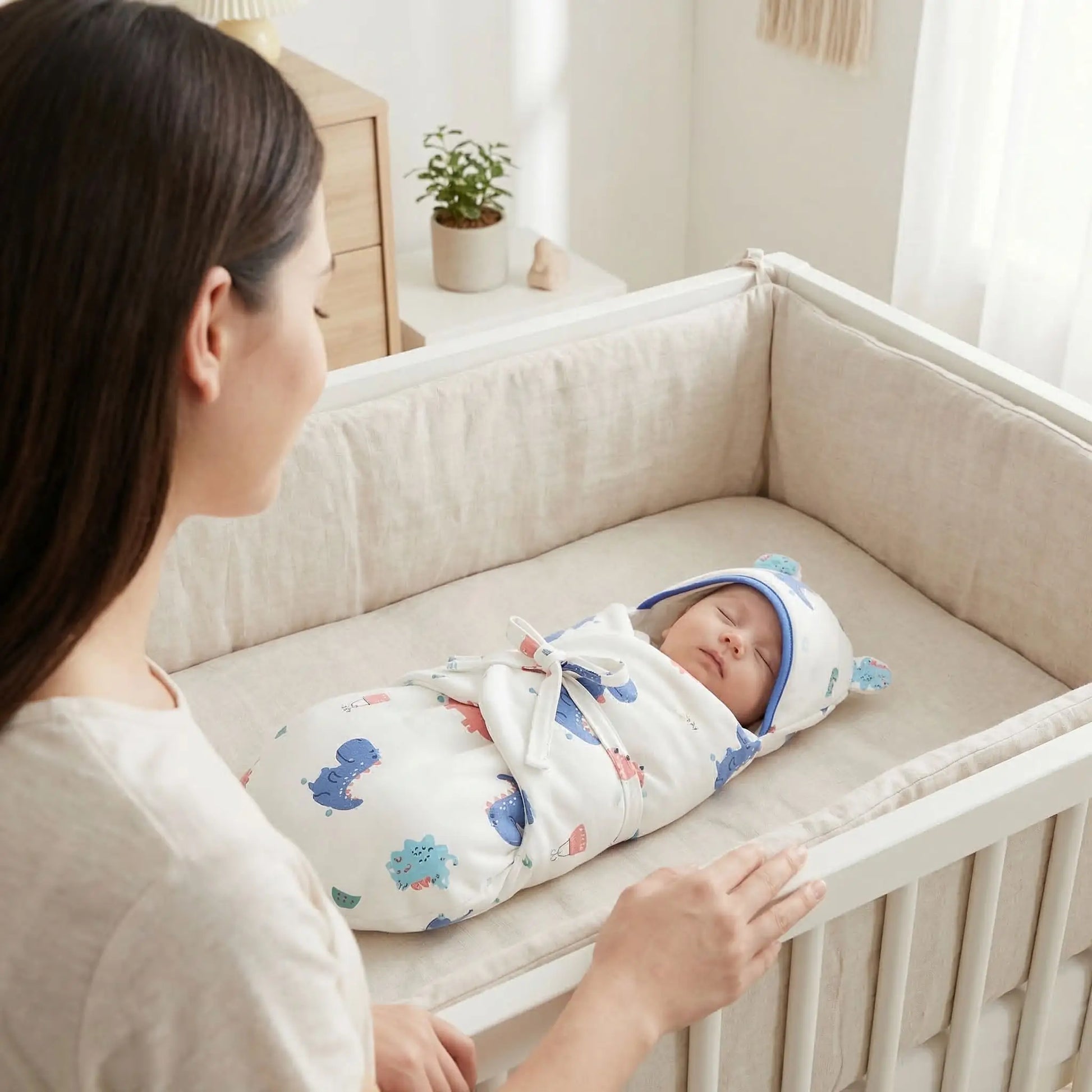 Couverture enveloppante bebe dinosaure fermeture réglable