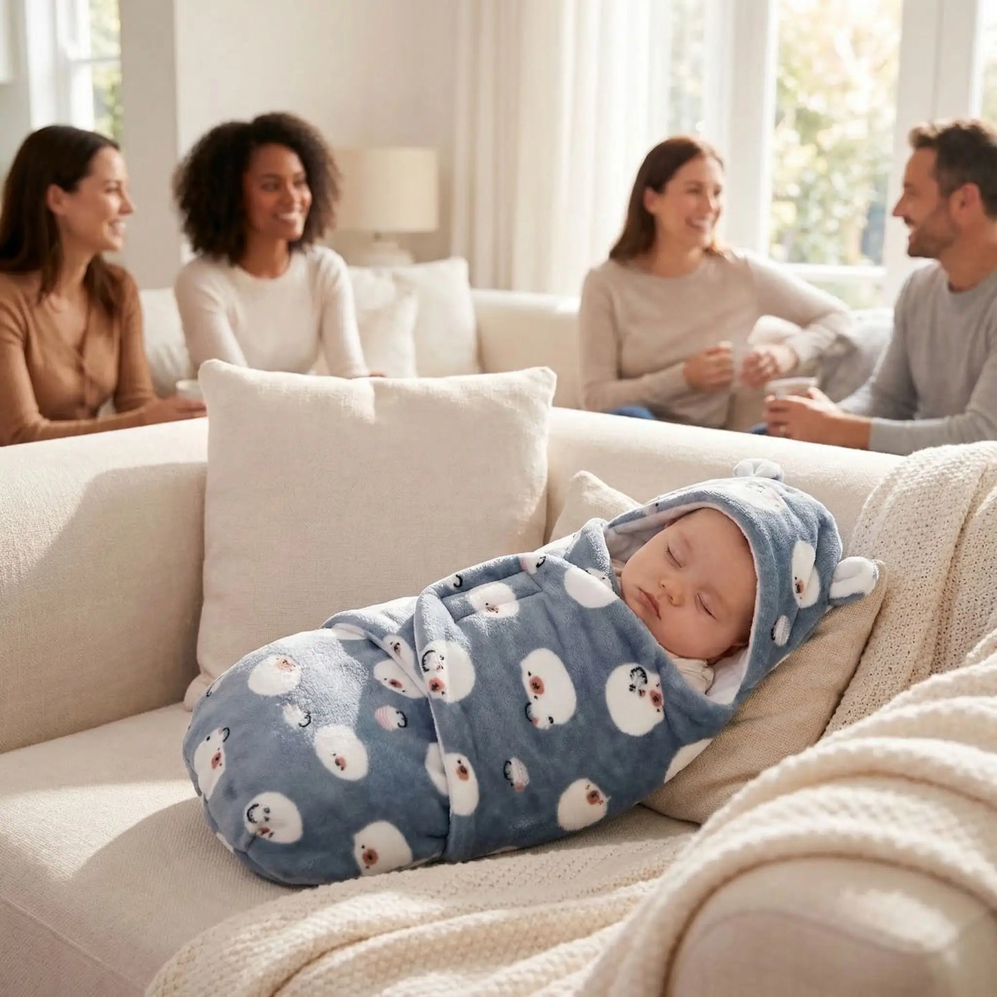 Couverture enveloppante bebe ours polaire chaleureuse