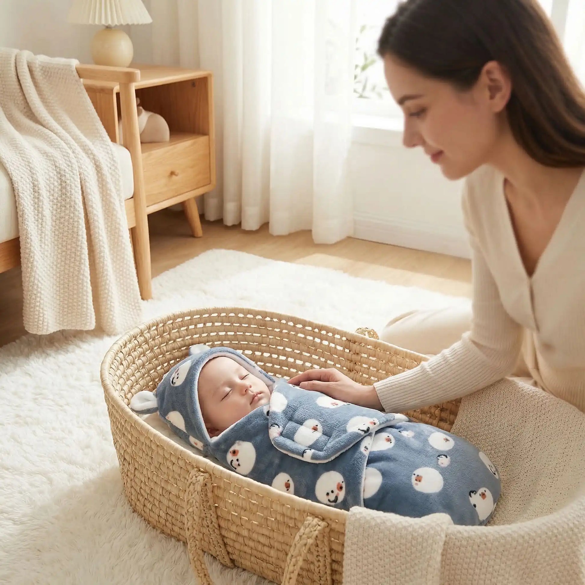 Couverture enveloppante bebe ours polaire velour flanel