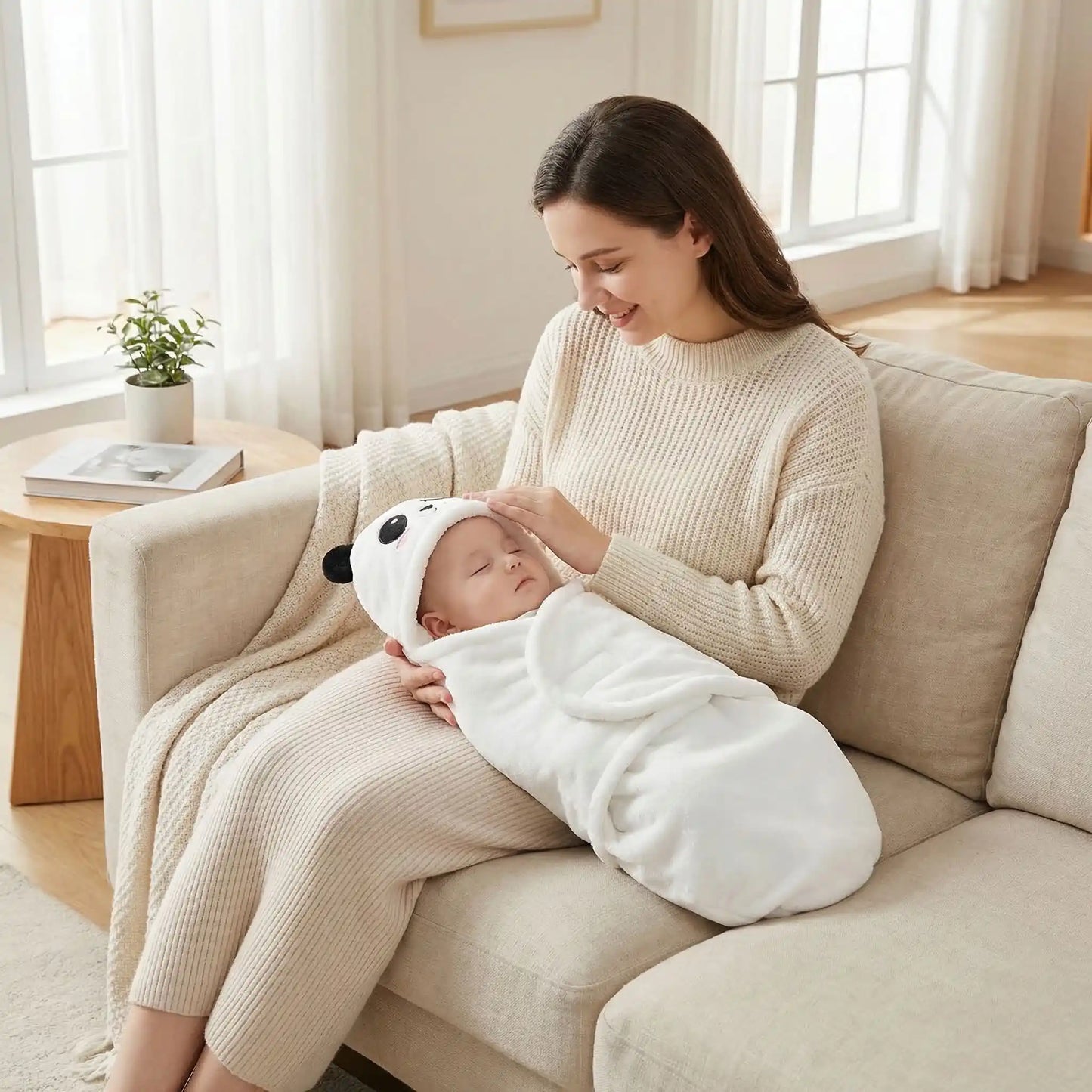 Couverture enveloppante bebe panda respirante sécuritaire