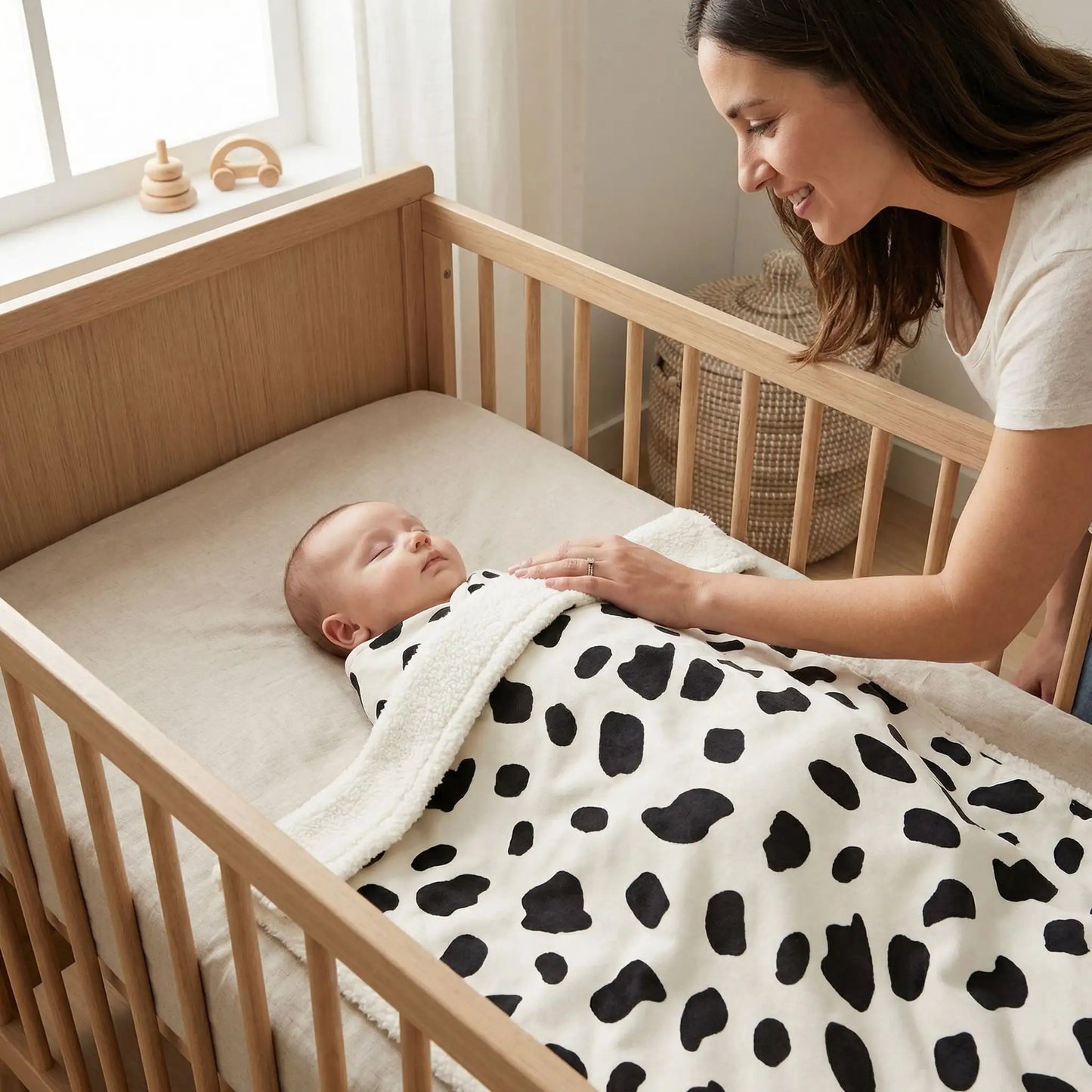 Couverture hiver bebe motif noir polaire flanelle