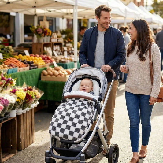 Couverture nomade bebe noir et blanc chaleureuse réconfortante
