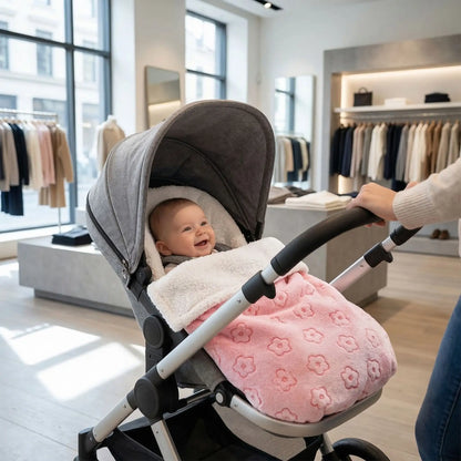 Couverture nomade bébé rose motif transportable