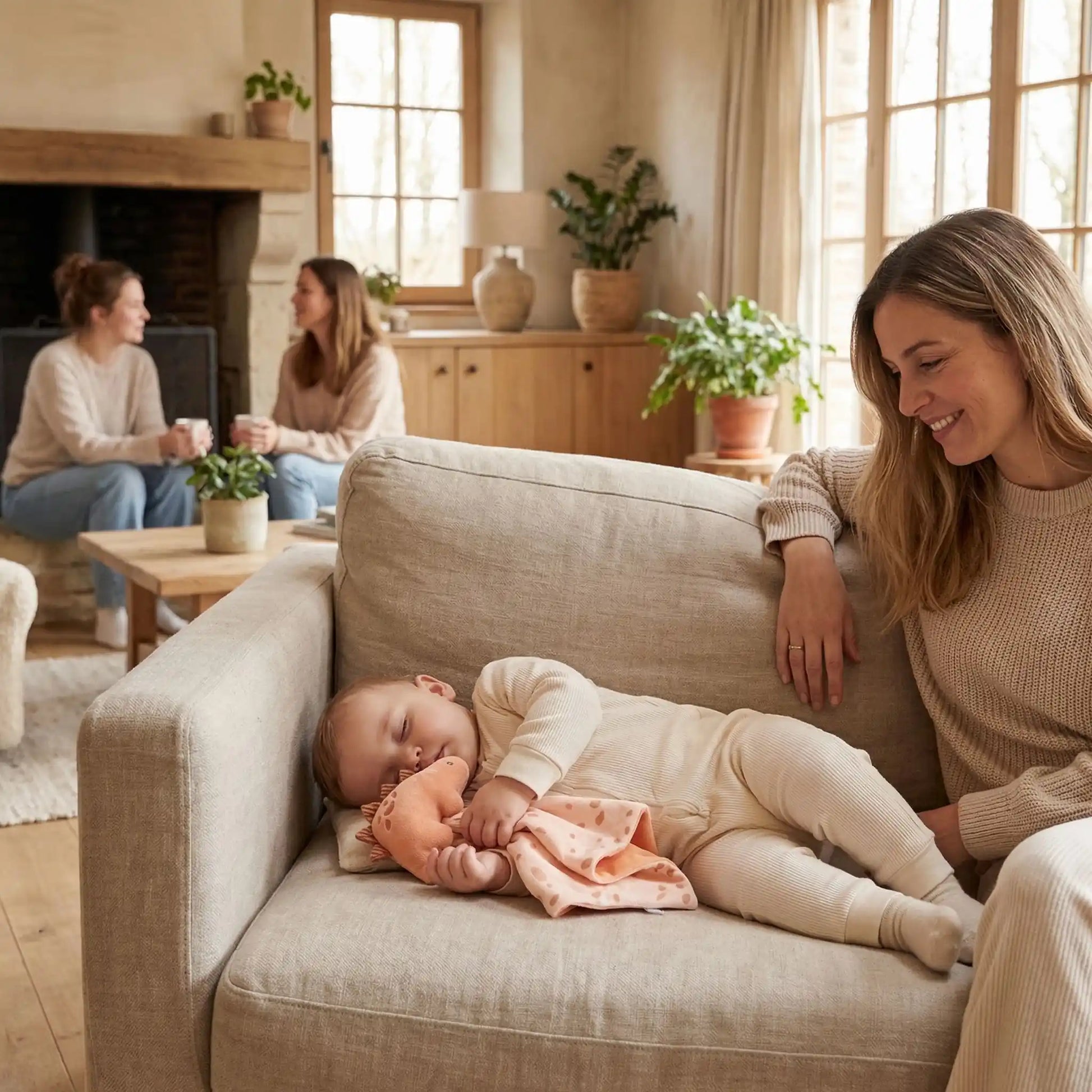 Doudou dinosaure attachant doux sécurisé