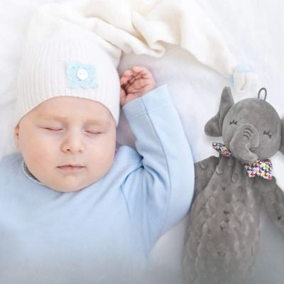Doudou elephant reposant gris