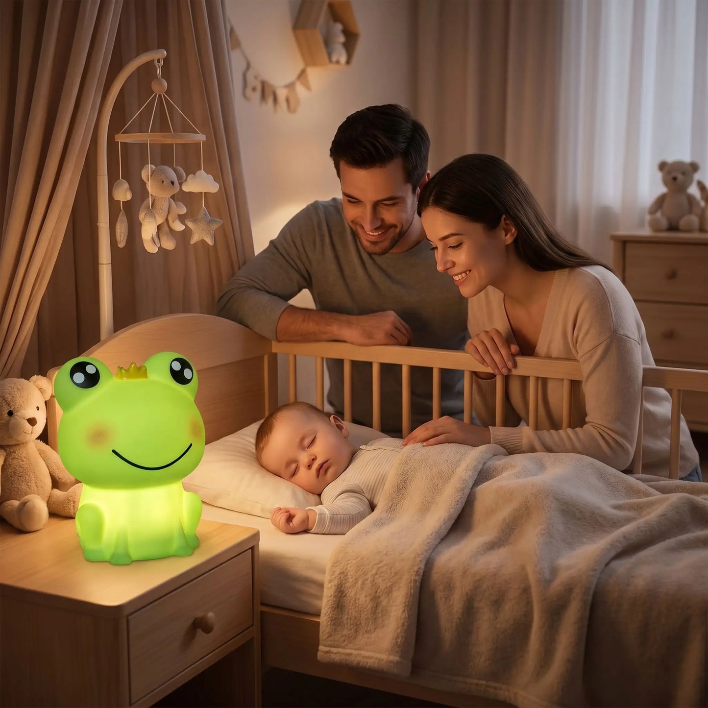 Grenouille veilleuse lumière chaude vert sérénité