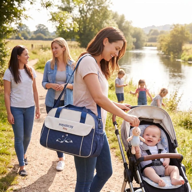 Sac à langer bébé garçon multifonction design matelassé motif