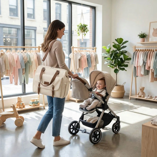 Sac à langer bébé luxe plein air beige emplacement spécial biberon