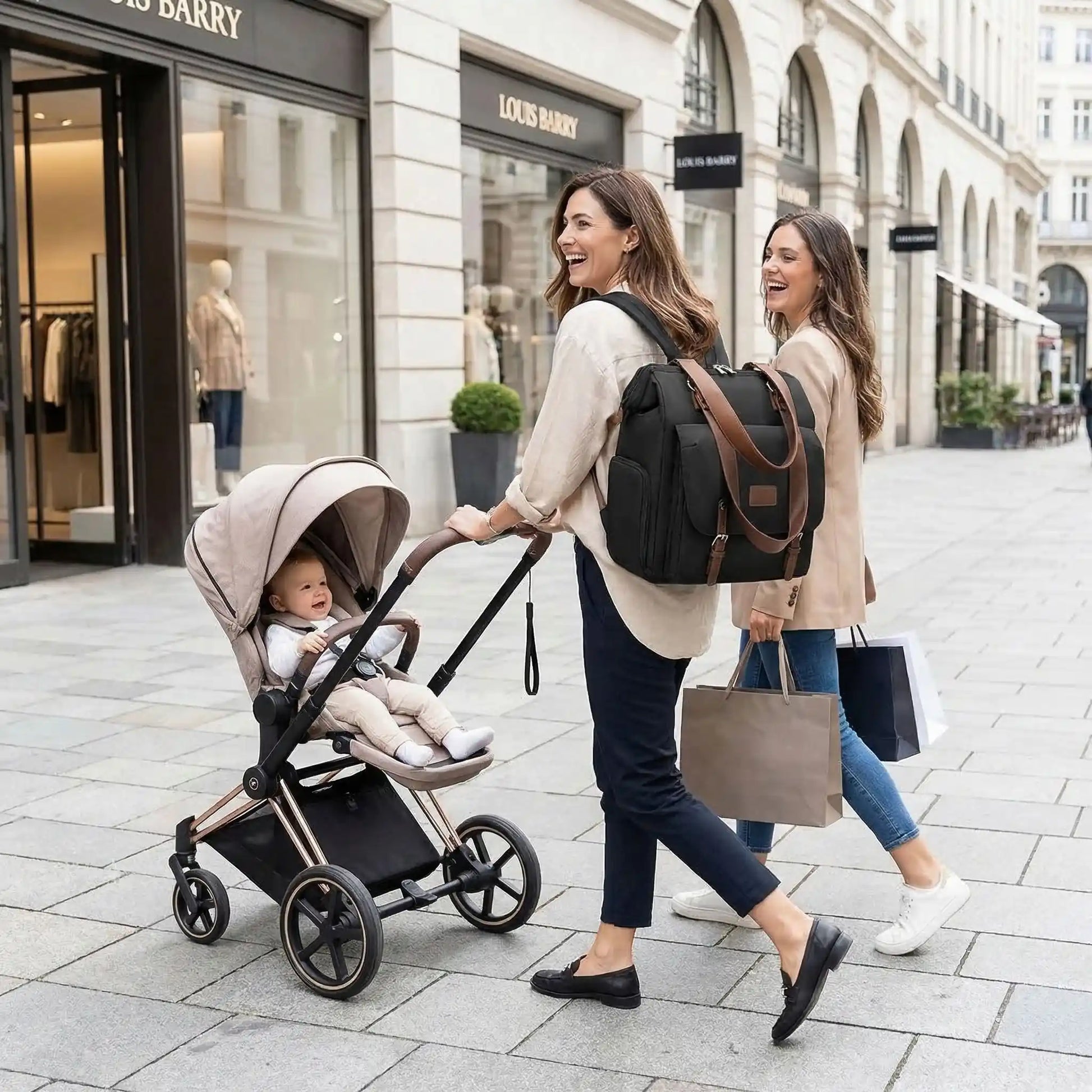 Sac à langer bébé luxe plein air noir spacieux