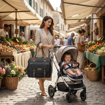 Sac à langer bébé luxe plein air sangles renforcées