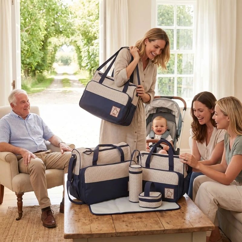 Sac a langer de luxe première sortie bébé pack 5 produits pratique esthétique