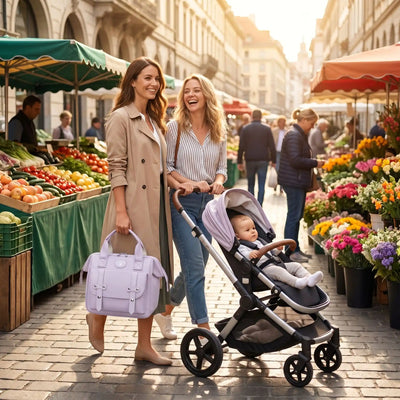 Sac a langer de luxe rabat violet design élégant