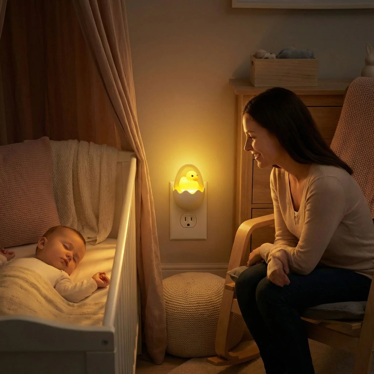 Veilleuse bebe murale caneton apaisant ampoule led