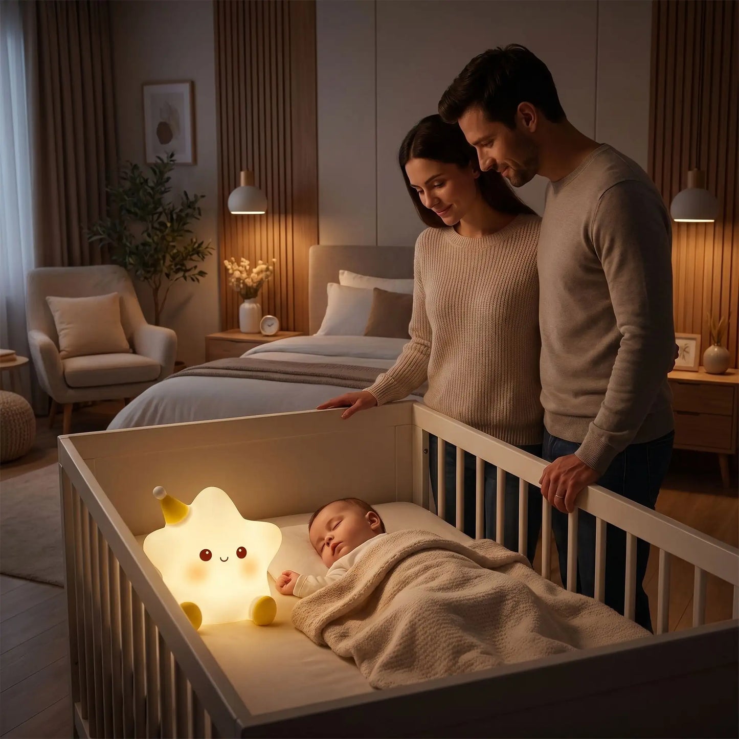 Veilleuse étoile bebe nomade apaisante blanc légère